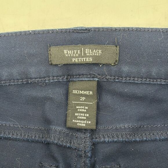 White House Black Market‎ Navy Skinmer Cropped Ankle Button Slim Pants 2P - Picture 7 of 8